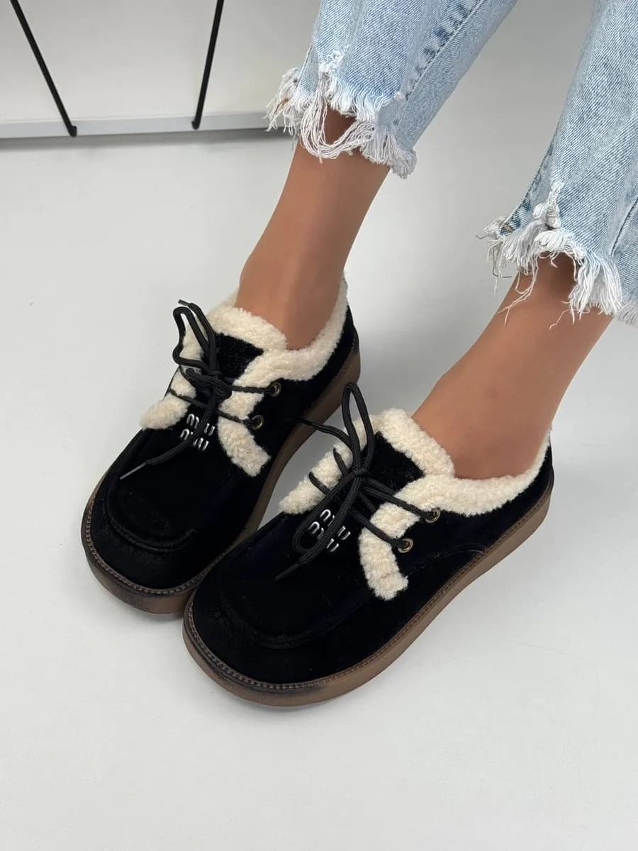 женские утепленные полуботинки с мехом