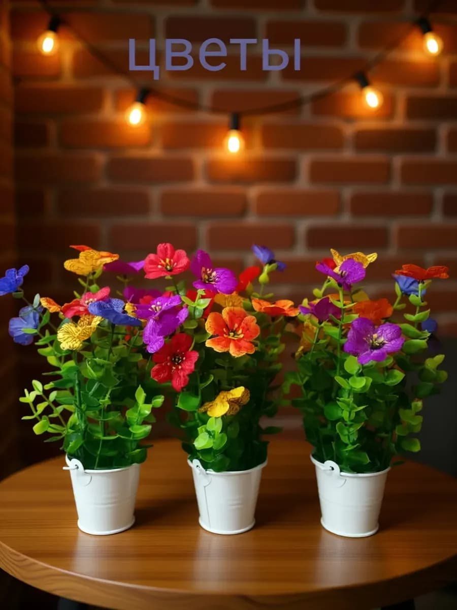 Искусственные цветы в горшке