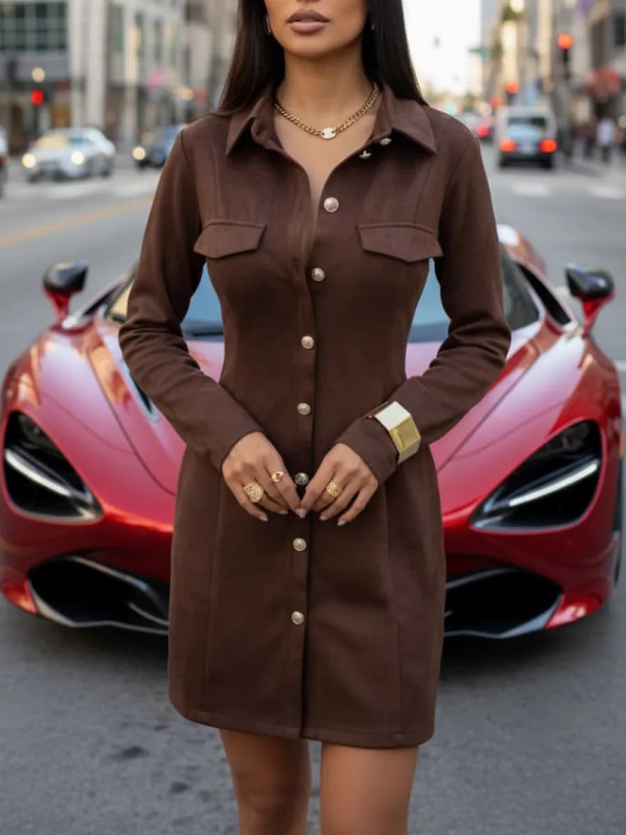 Платье-пиджак замшевое обтягивающее теплое