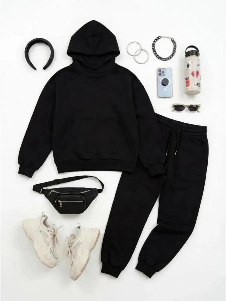 Костюм спортивный для девочек (худи и брюки, футер)