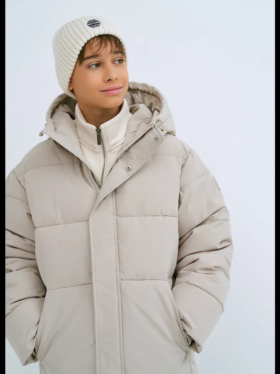 Куртка зимняя стеганая укороченная с капюшоном - фото 1