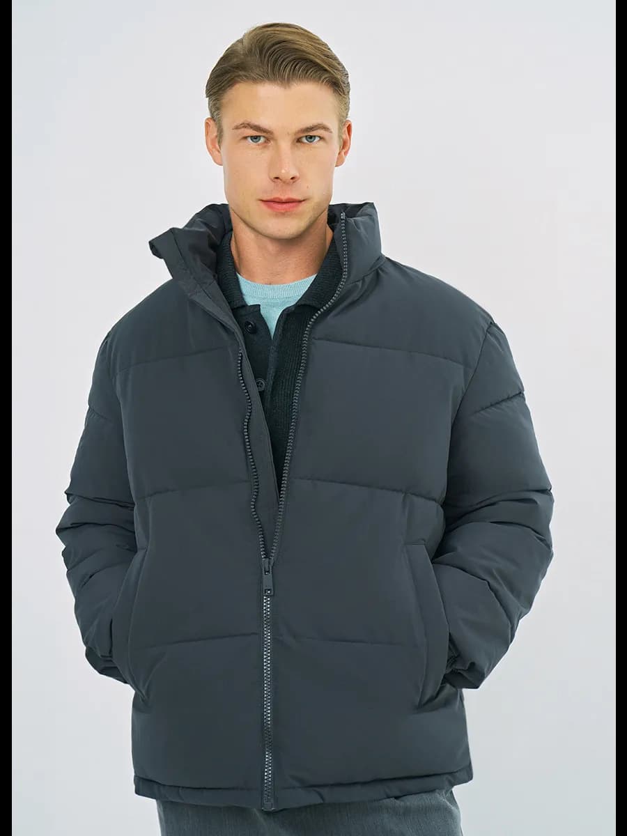 Куртка стеганая пуховик зимний с воротником стойкой