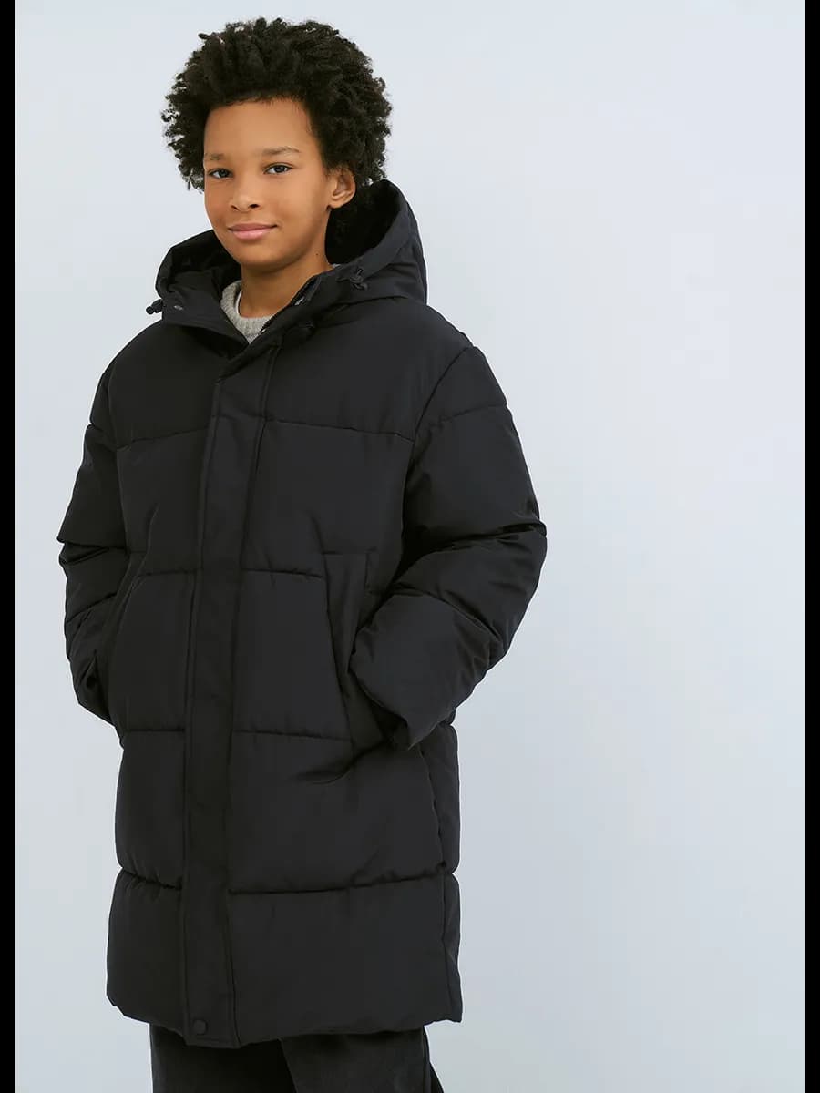 Куртка стеганая удлиненная с капюшоном