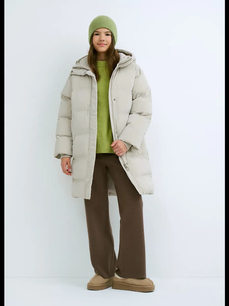 Куртка стеганая удлиненная с капюшоном