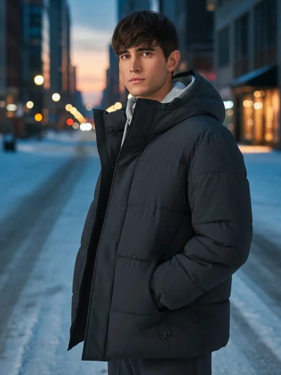 Куртка стеганая пуховик зимний с капюшоном - фото 1