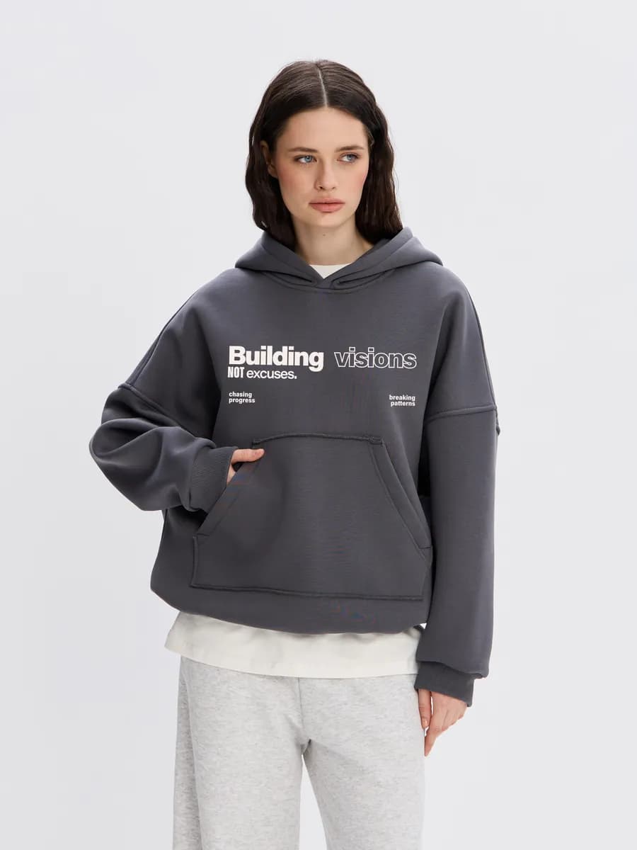 Худи оверсайз с принтом POWER GRACE