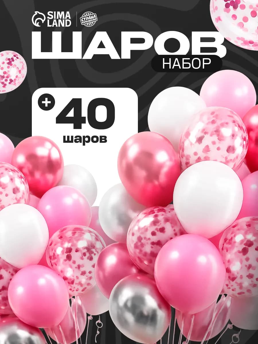 Набор воздушных шаров на день рождения 40 шт - фото 1