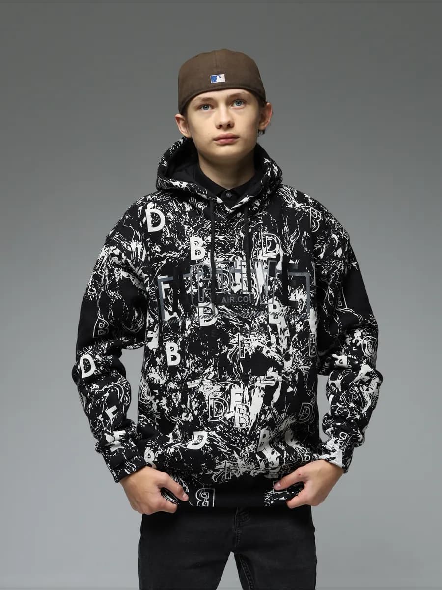 Худи подростковое с принтом на флисе