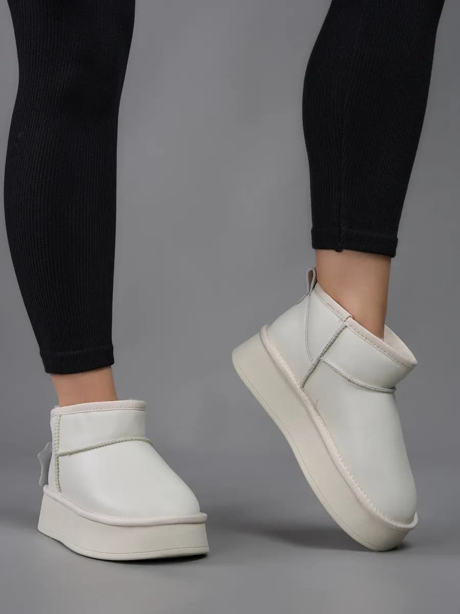 Угги короткие зимние на платформе натуральная кожа - фото 1