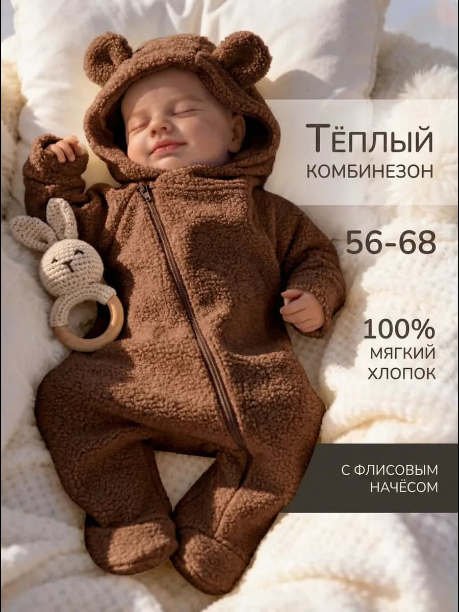 Плюшевый комбинезон с флисовым начесом для новорожденных