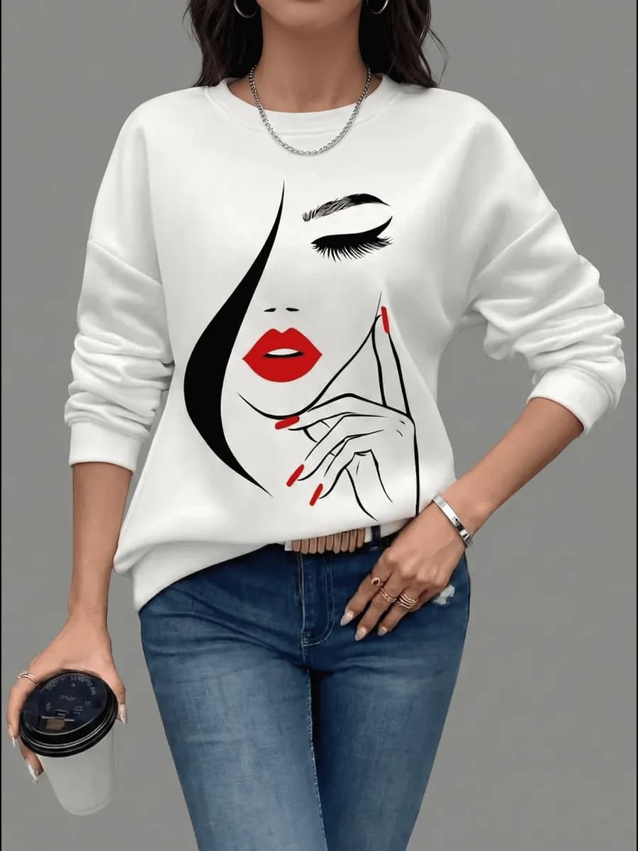 Свитшот нарядный с принтом оверсайз