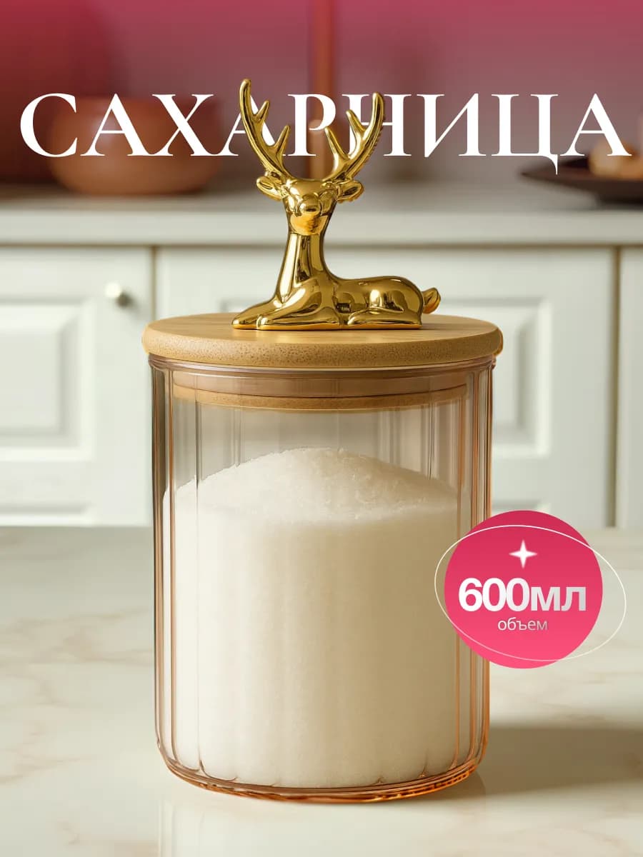 Сахарница стеклянная с крышкой