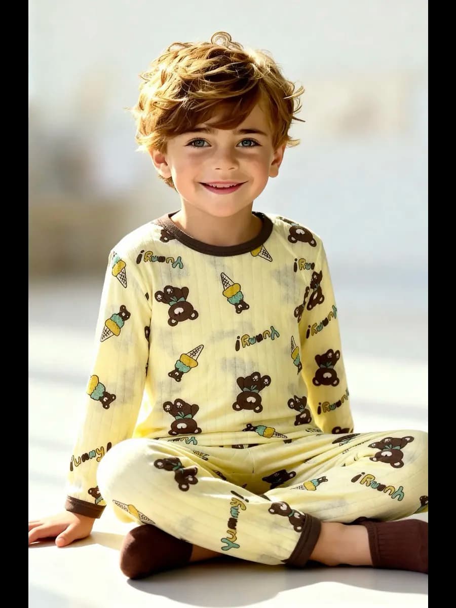 Детская пижама легкая со штанами с акулами