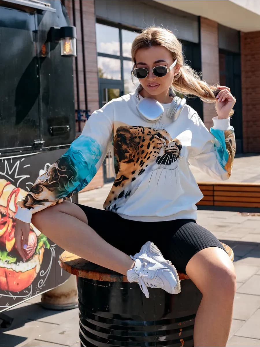 Свитшот оверсайз хлопковый трикотажный