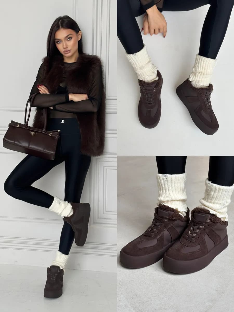 Кеды зимние на платформе с мехом натуральная замша