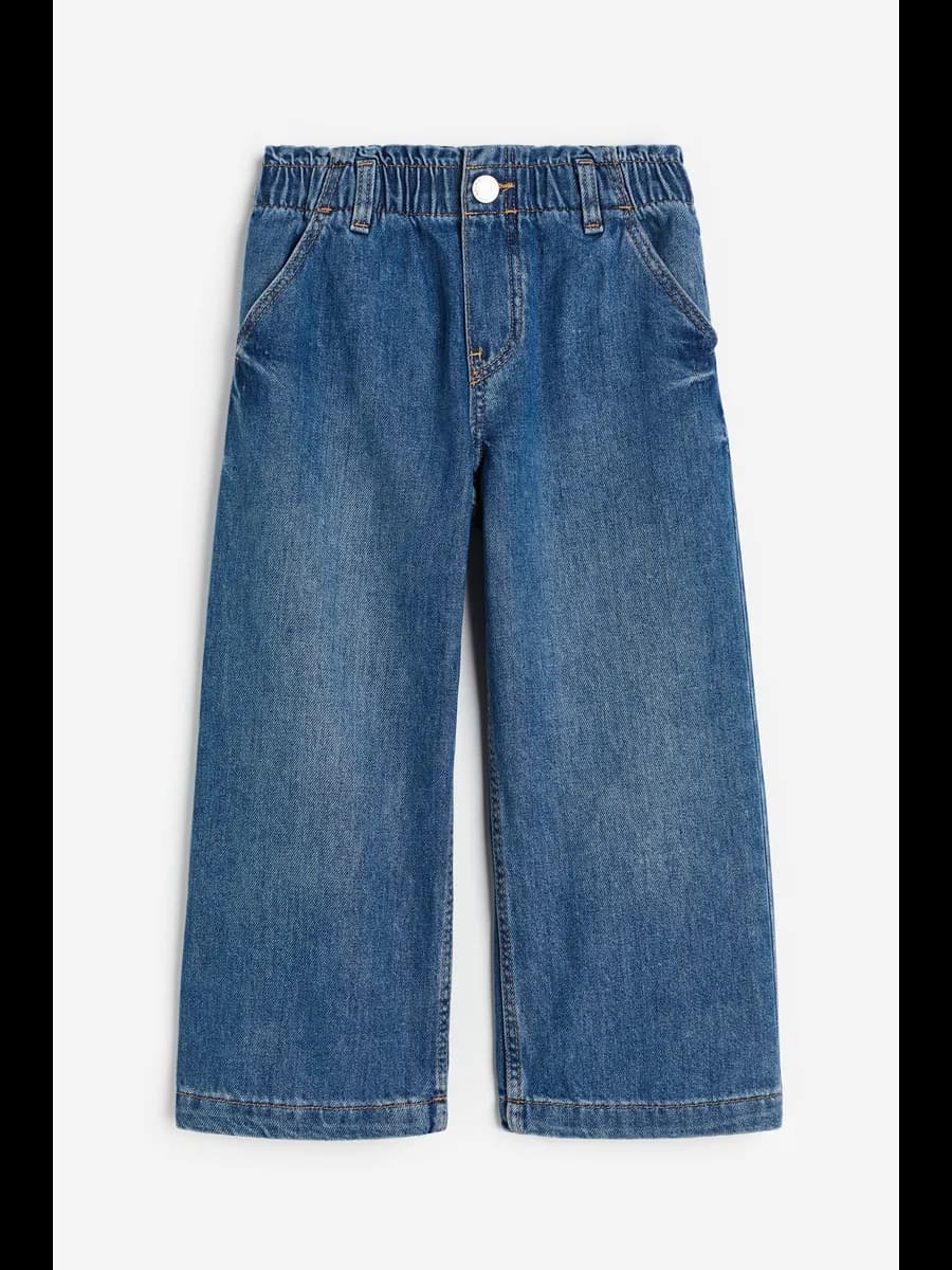 Джинсы детские широкие с карманами свободные с потертостями