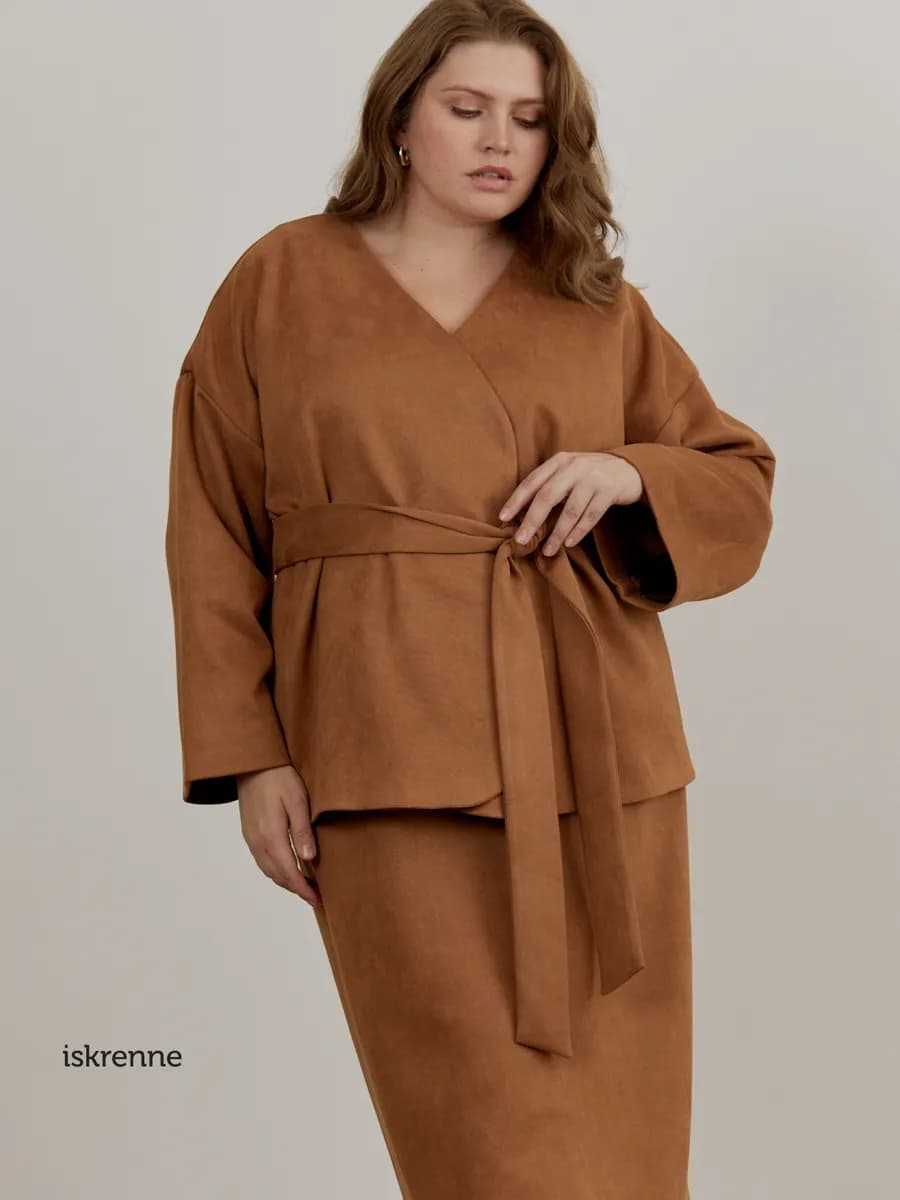 Пиджак кимоно замшевый