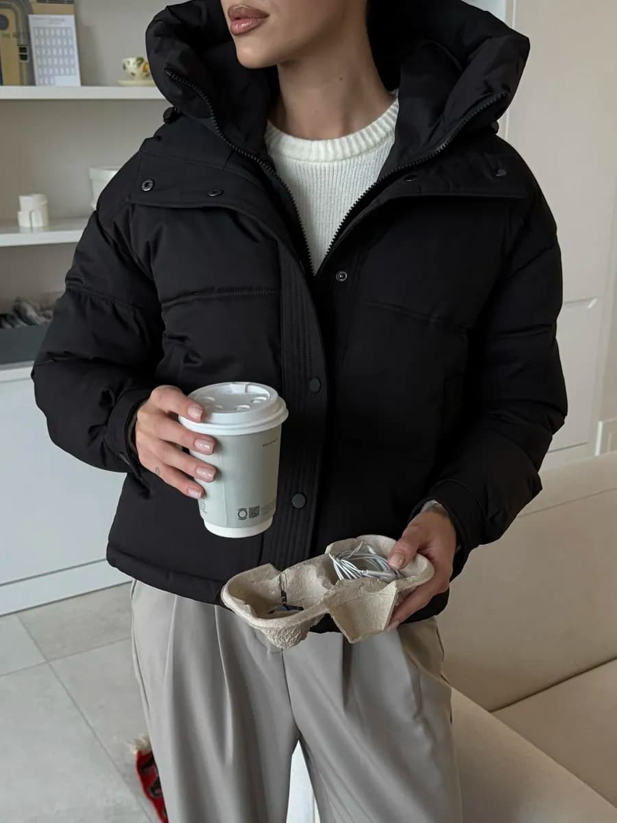 Куртка зимняя с капюшоном оверсайз демисезонная