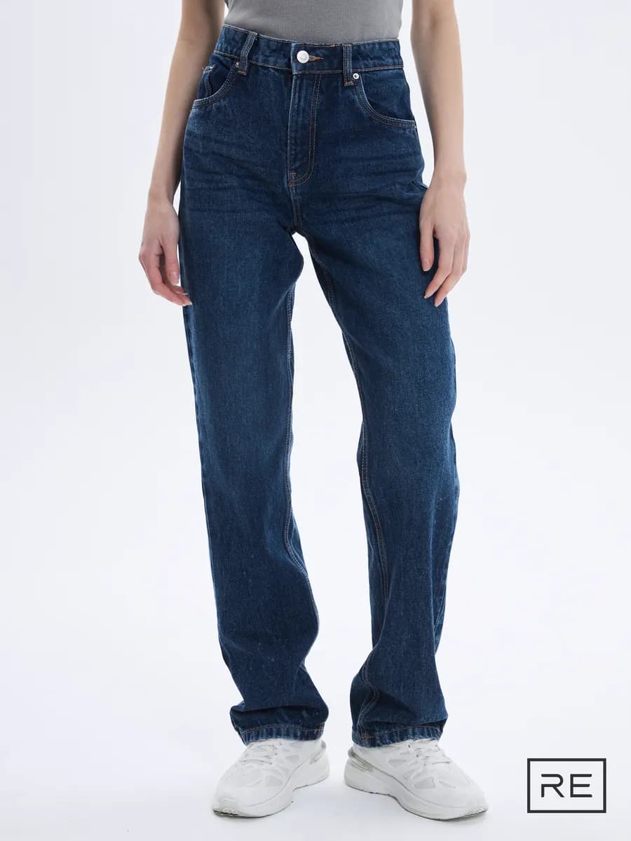 Джинсы прямые с высокой посадкой