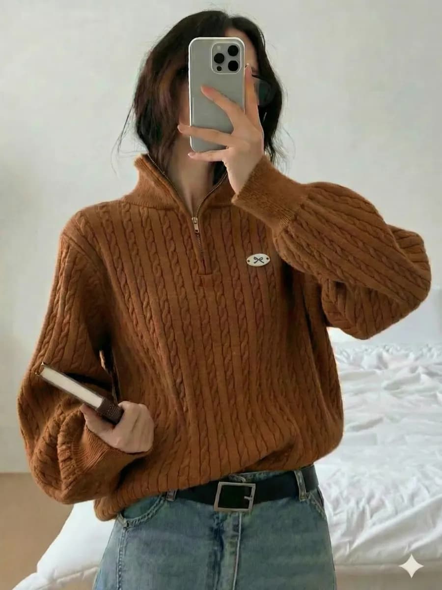 Свитер полузамок с горлом