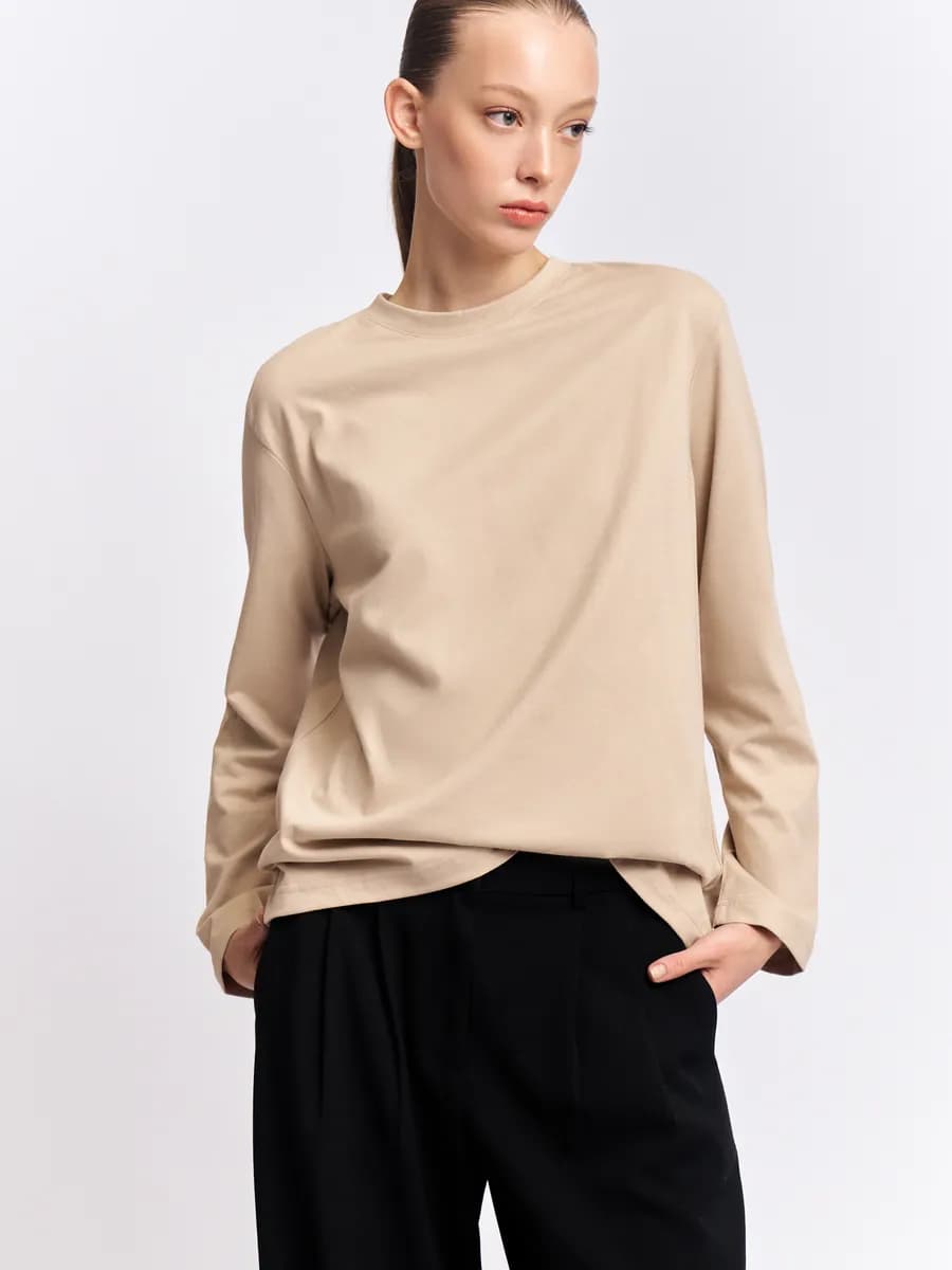 Женский лонгслив оверсайз из хлопка