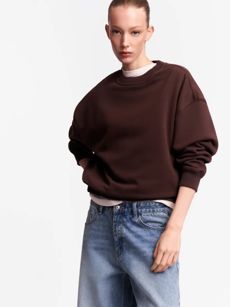 Женский однотонный трикотажный свитшот