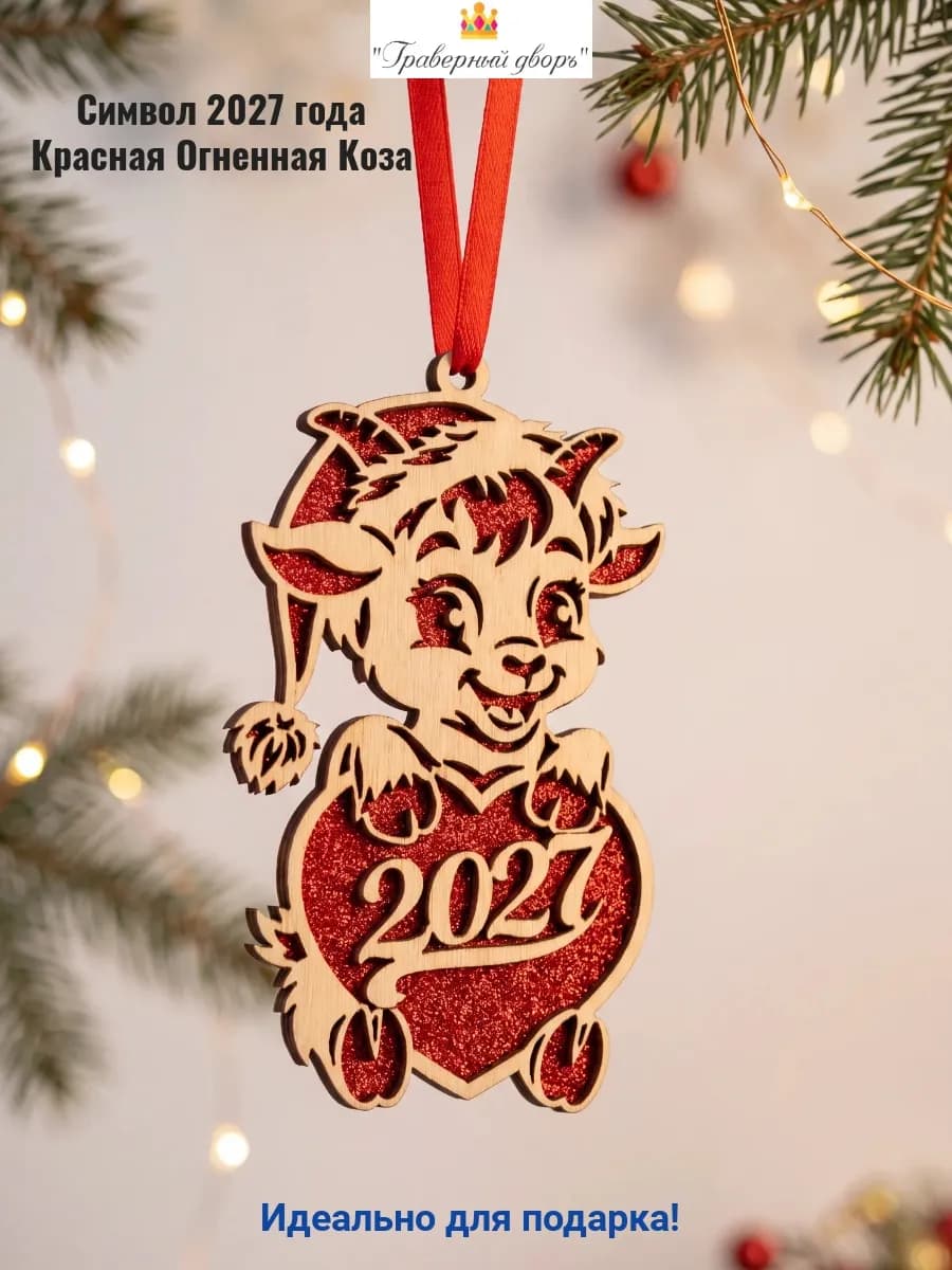Коза, символ года 2027, елочное украшение