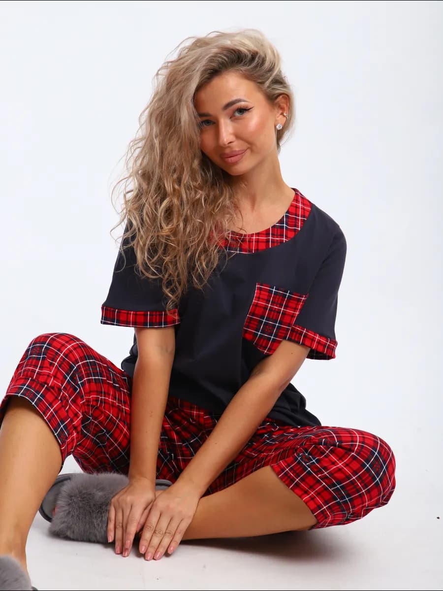 Домашний костюм с бриджами пижама больших размеров