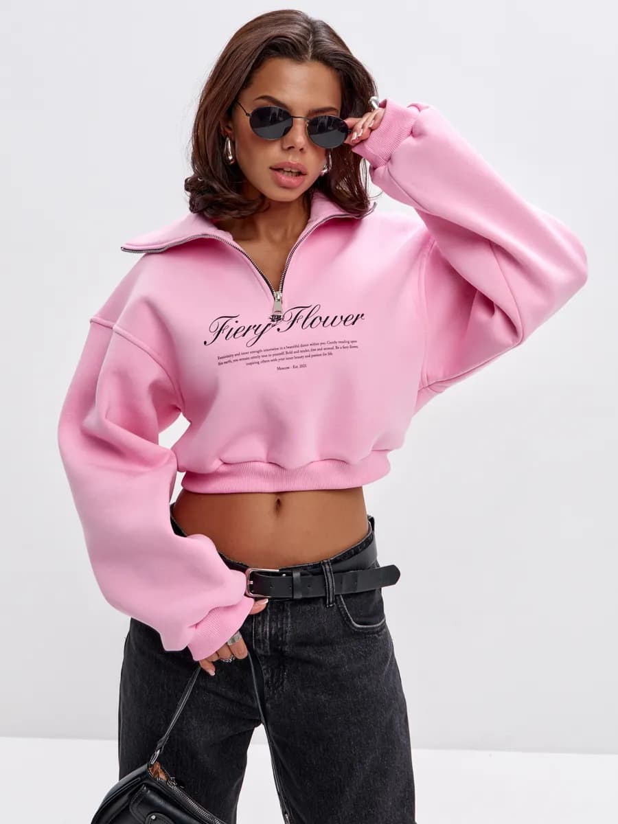 Кроп свитшот укороченный полузамок