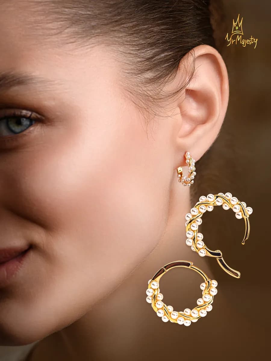 Серьги бижутерия круглые с жемчугом вечерние украшения