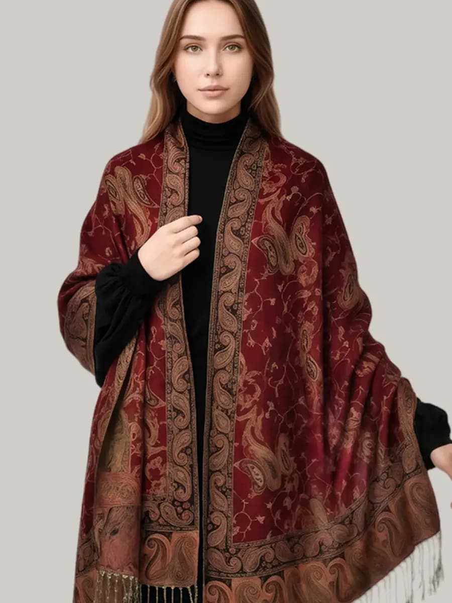 узор пейсли Платок-шарф с бахромой