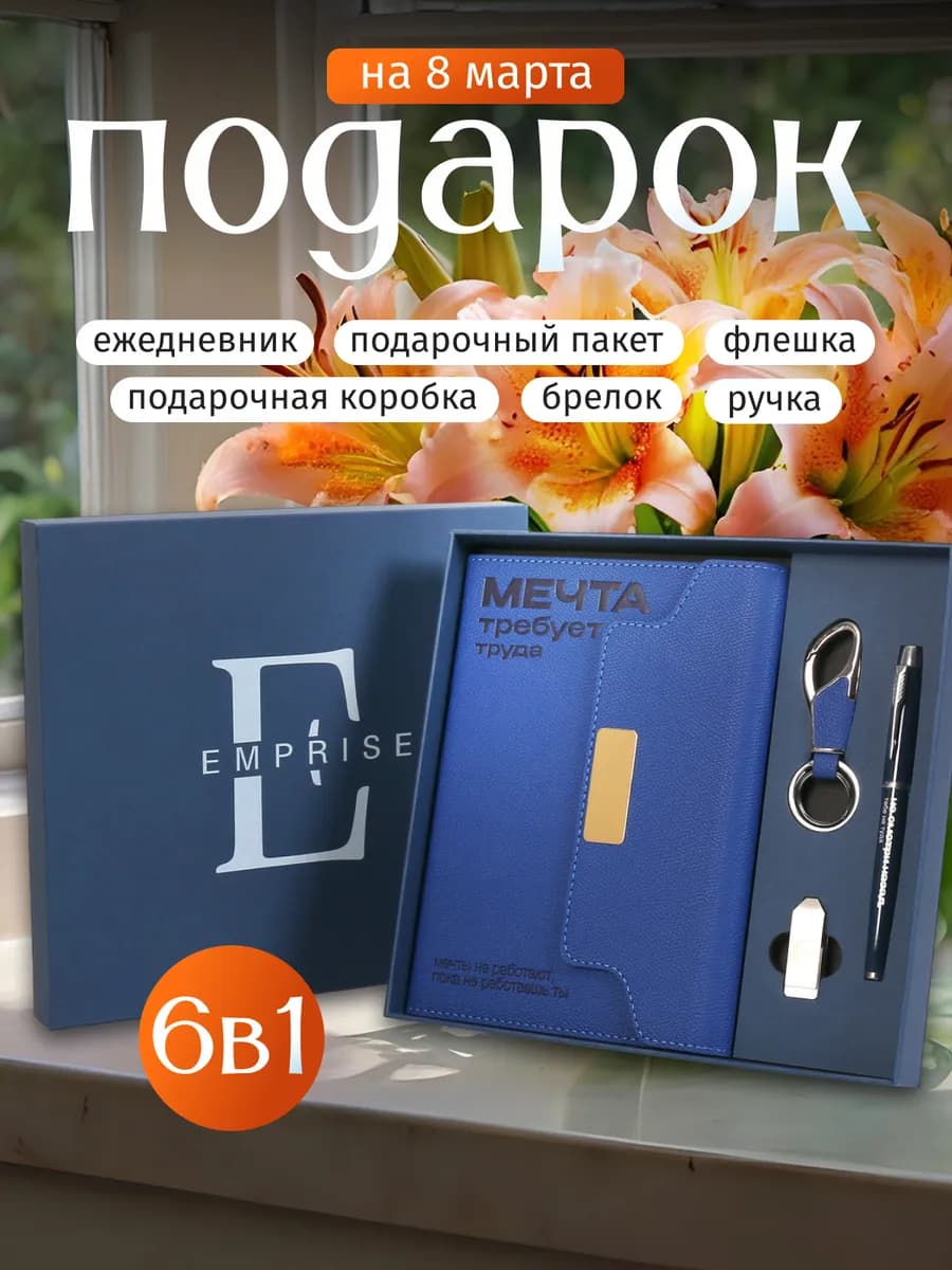 Подарок на 23 февраля ежедневник недатированный набор