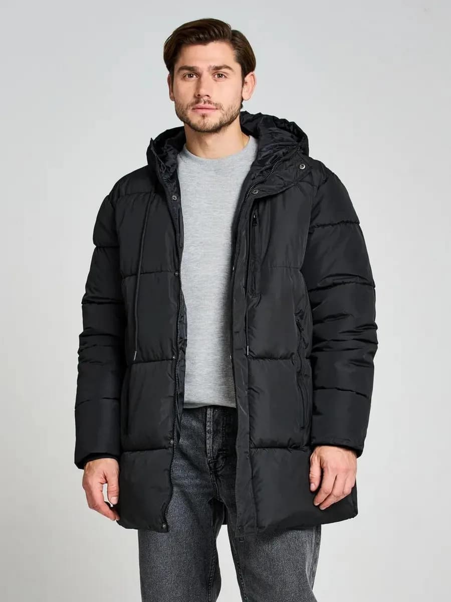 Куртка зимняя удлиненная с капюшоном