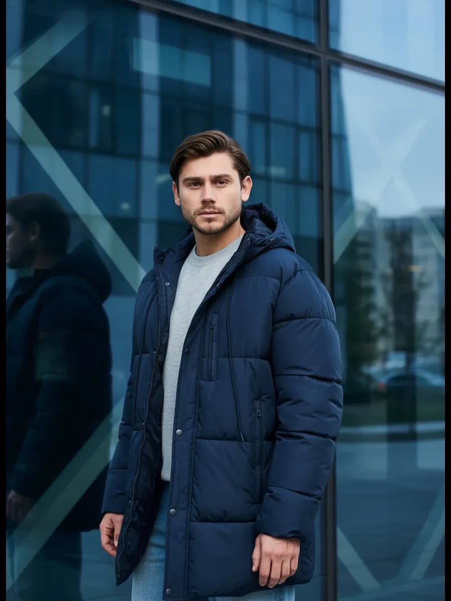 Куртка зимняя удлиненная с капюшоном