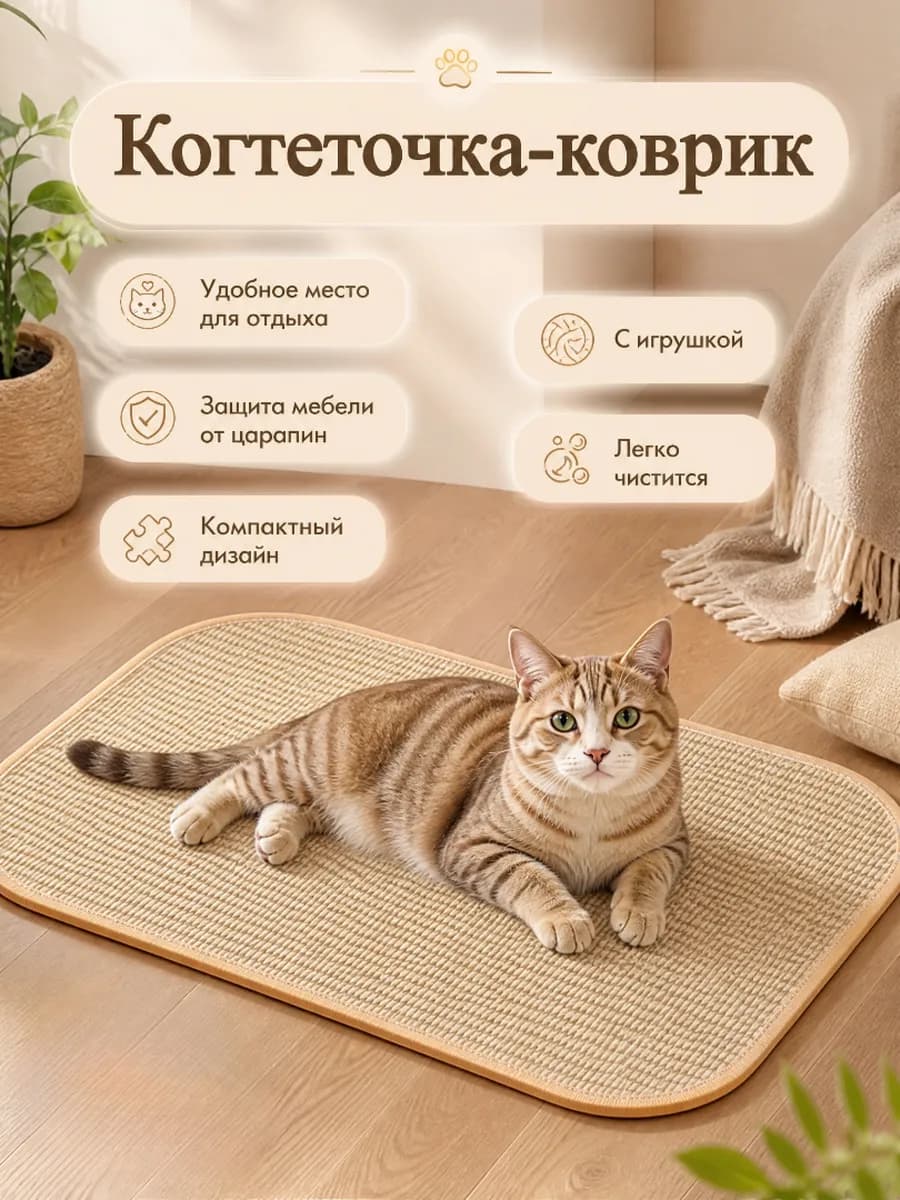 Когтеточка лежанка с мячиком игрушкой