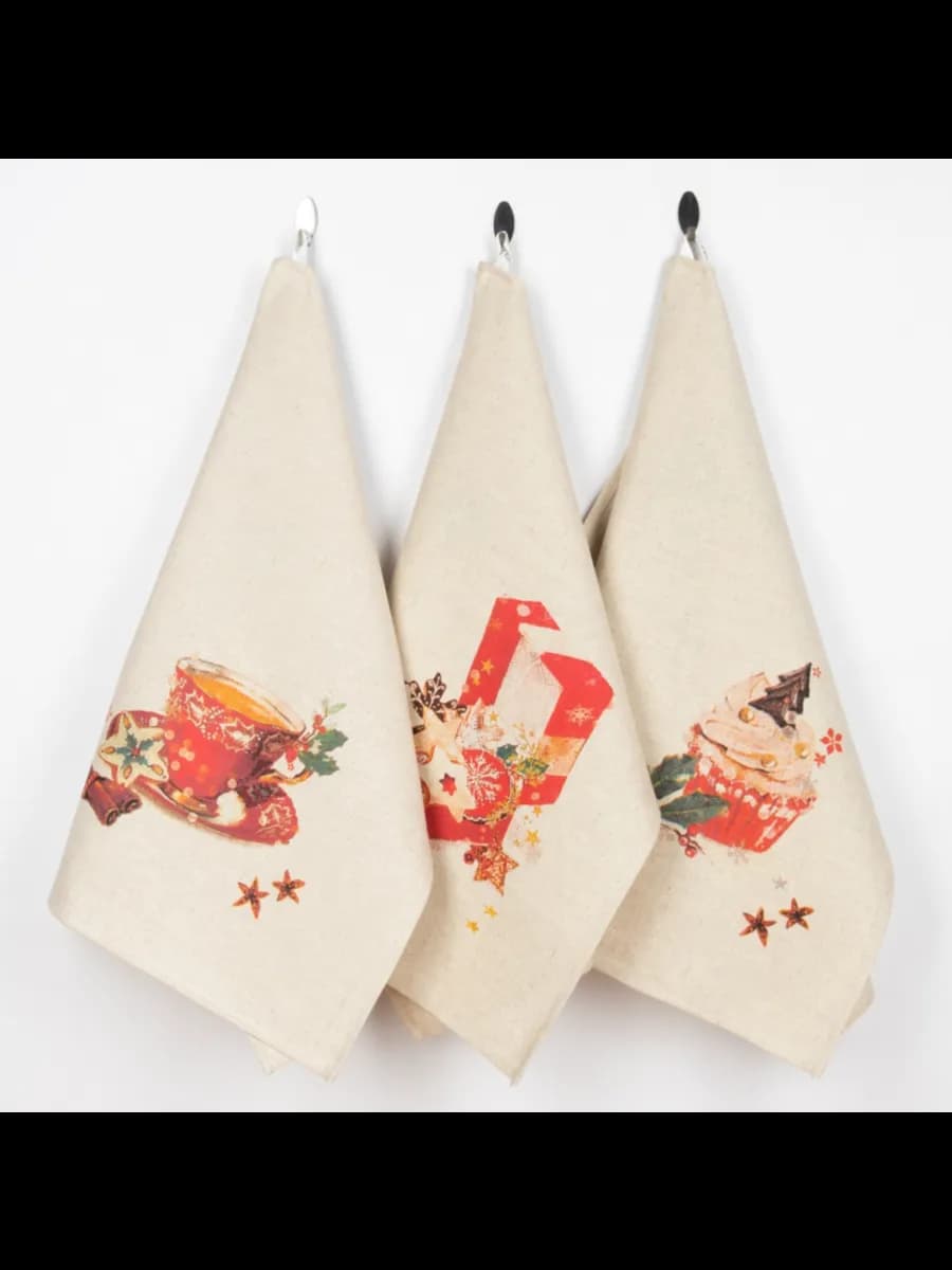 Белорусский лен полотенца кухонные набор - фото 1