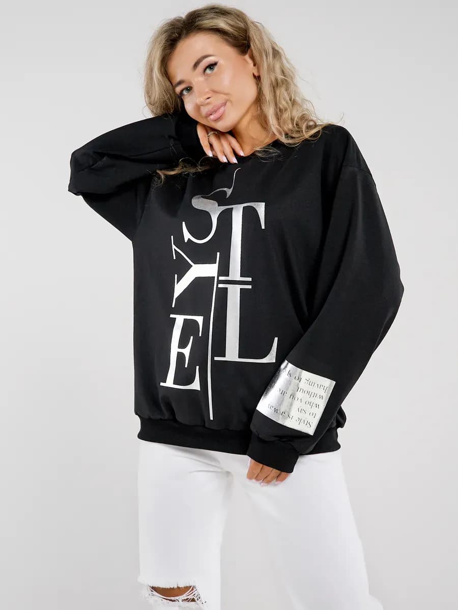 Свитшот оверсайз хлопковый трикотажный