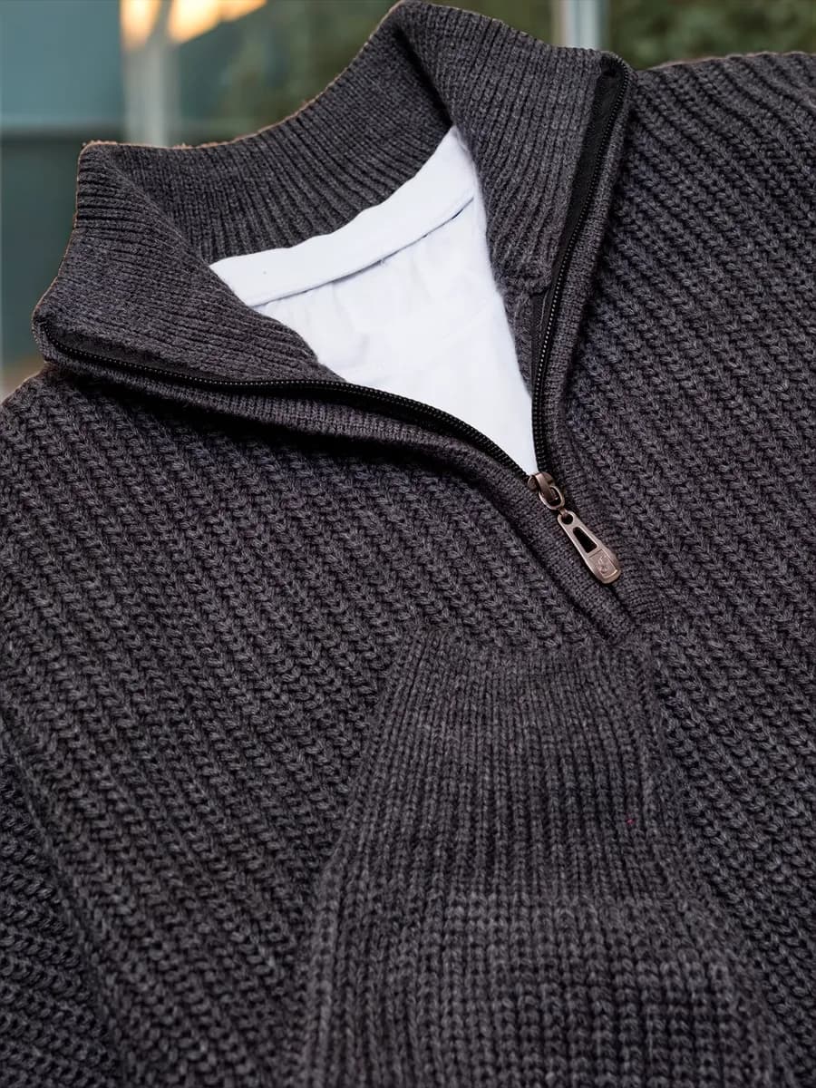 Свитер с горлом на молнии полузамок теплый