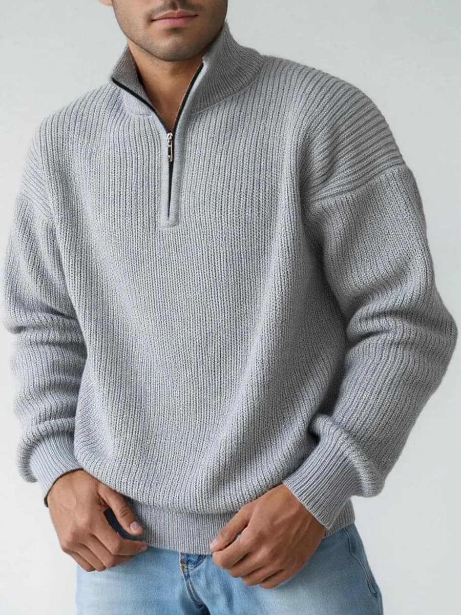 Свитер мужской на молнии полузамок теплый