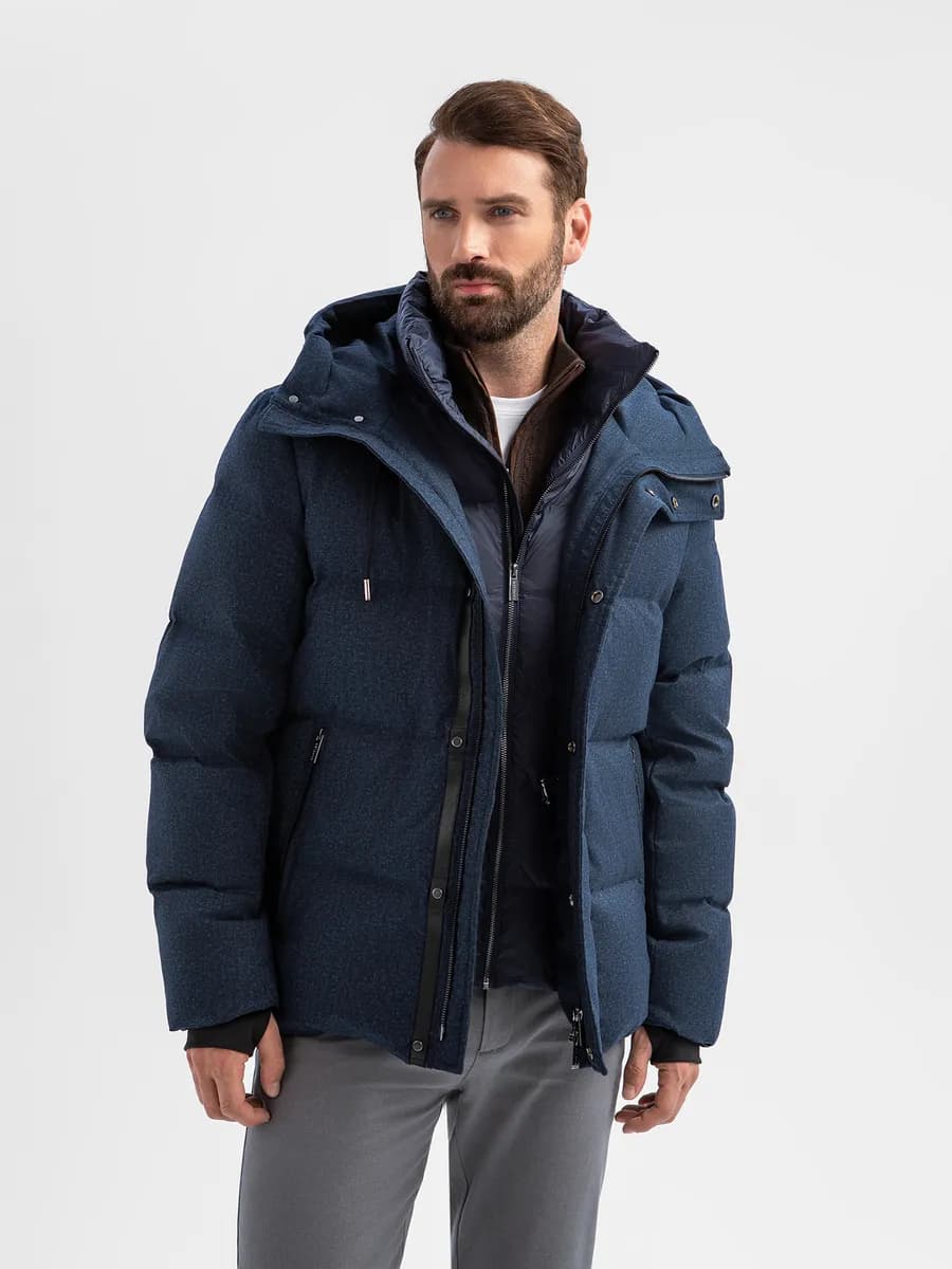 Пуховик зимний короткий с капюшоном - фото 1