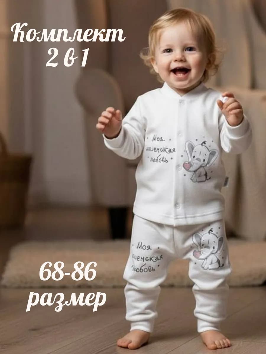 Комплект утепленный для малышей кофточка и штанишки