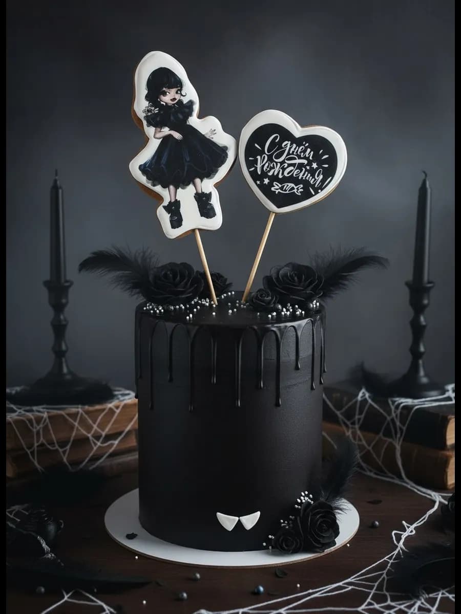 Пряники на торт Венсдей - фото 1