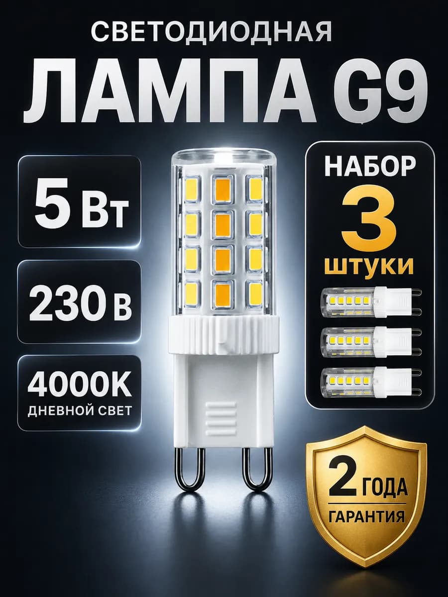 Лампочки g9 5вт дневной свет светодиодные капсульные led