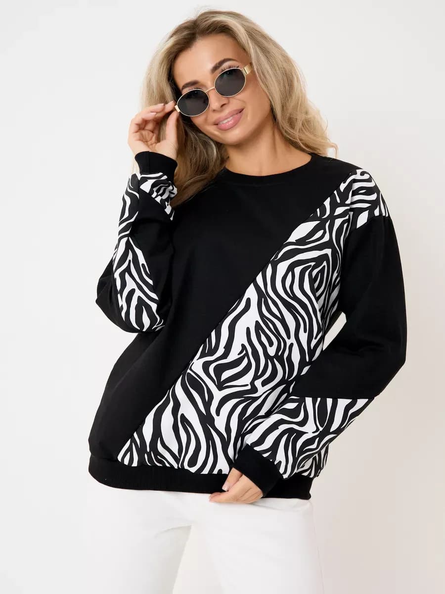 Свитшот оверсайз хлопковый трикотажный