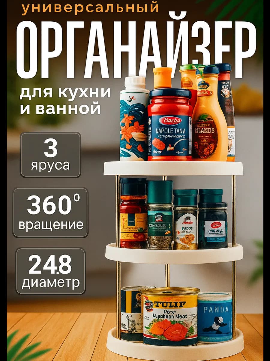 Органайзер 3-ярусный вращающийся