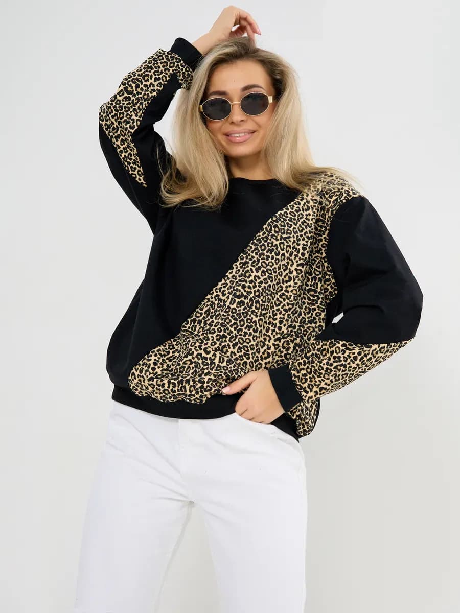 Свитшот оверсайз хлопковый трикотажный