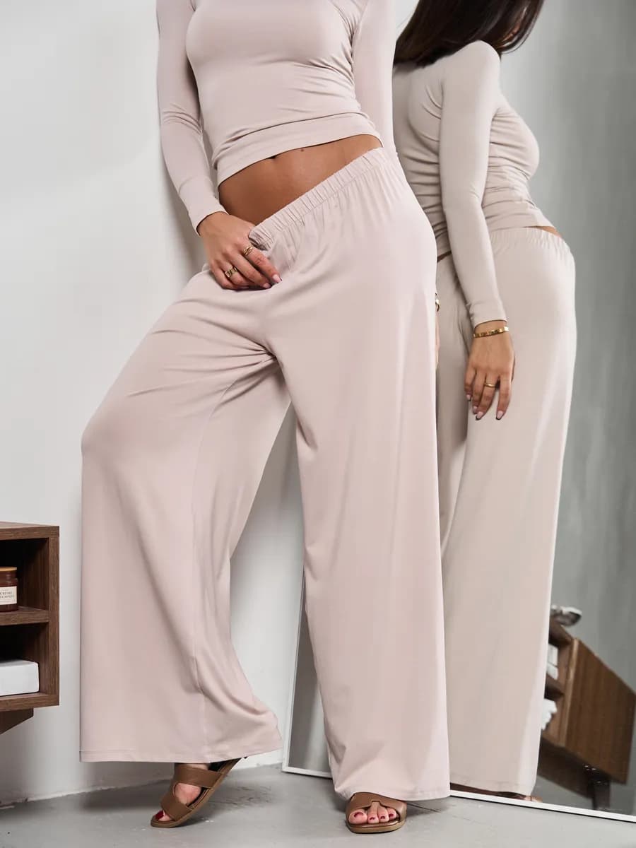 Брюки палаццо домашние свободные