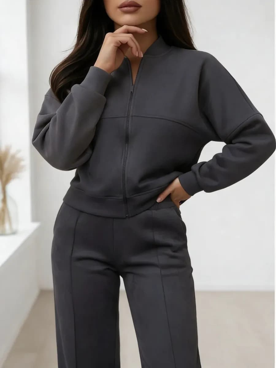 Костюм брючный двойка замшевый спорт шик