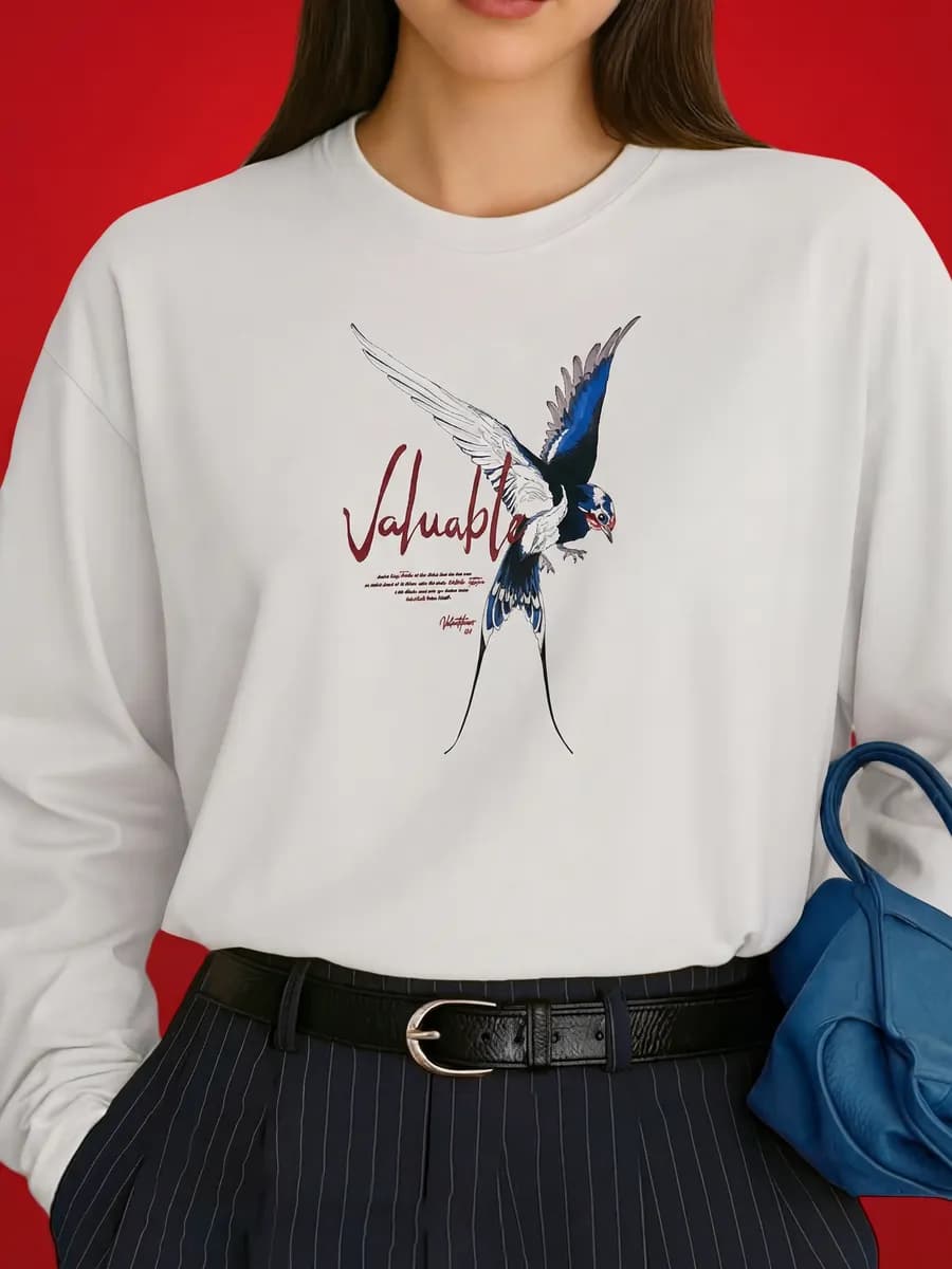 Лонгслив оверсайз с принтом большие размеры - фото 1