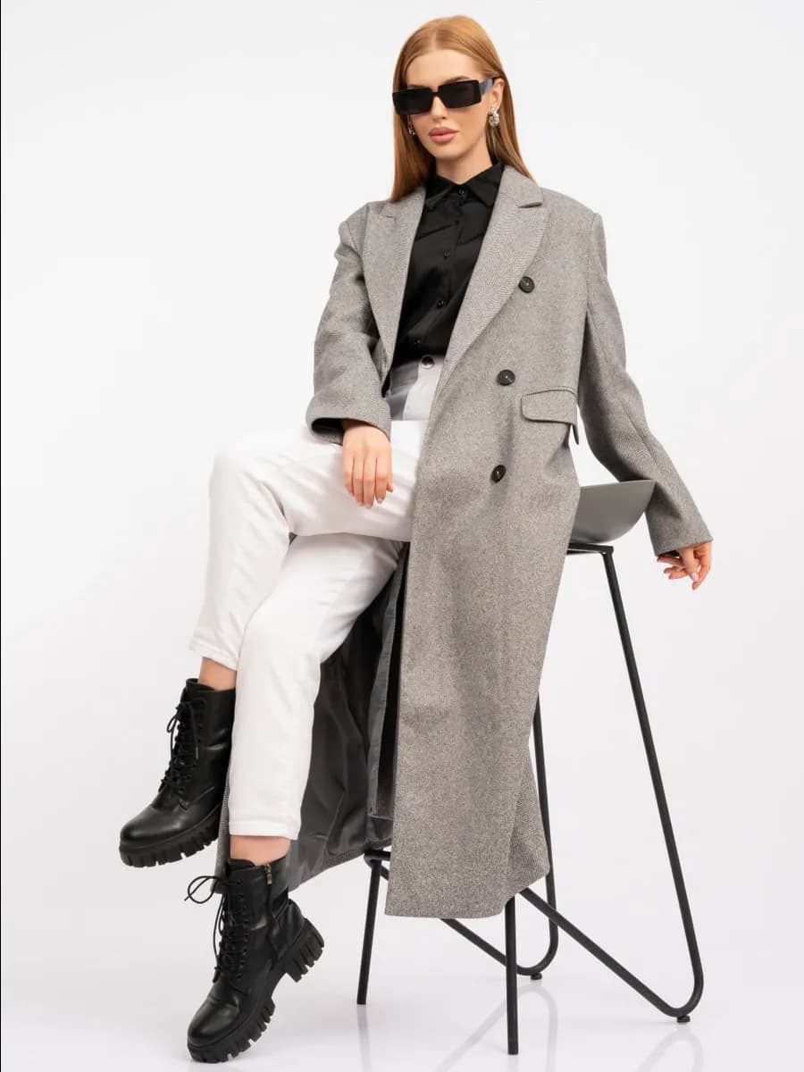 Пальто длинное демисезонное - фото 1